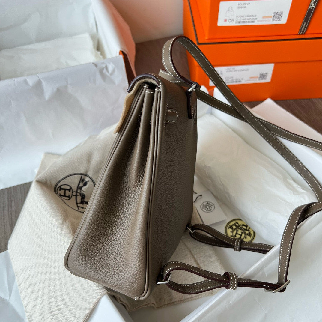 Hermes Kelly Ado backpack Etoupe Palladium Hardware