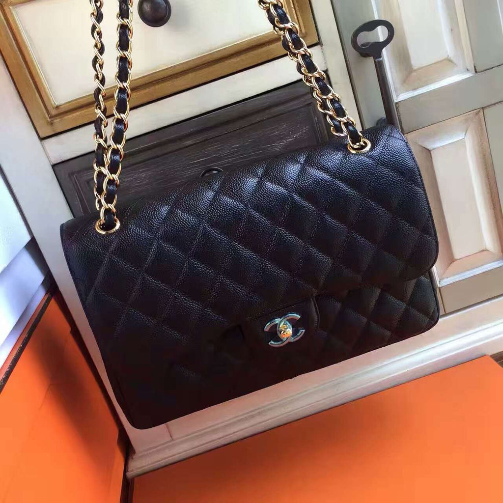 Chanel LARGE CLASSIC HANDBAG Black Calfskin