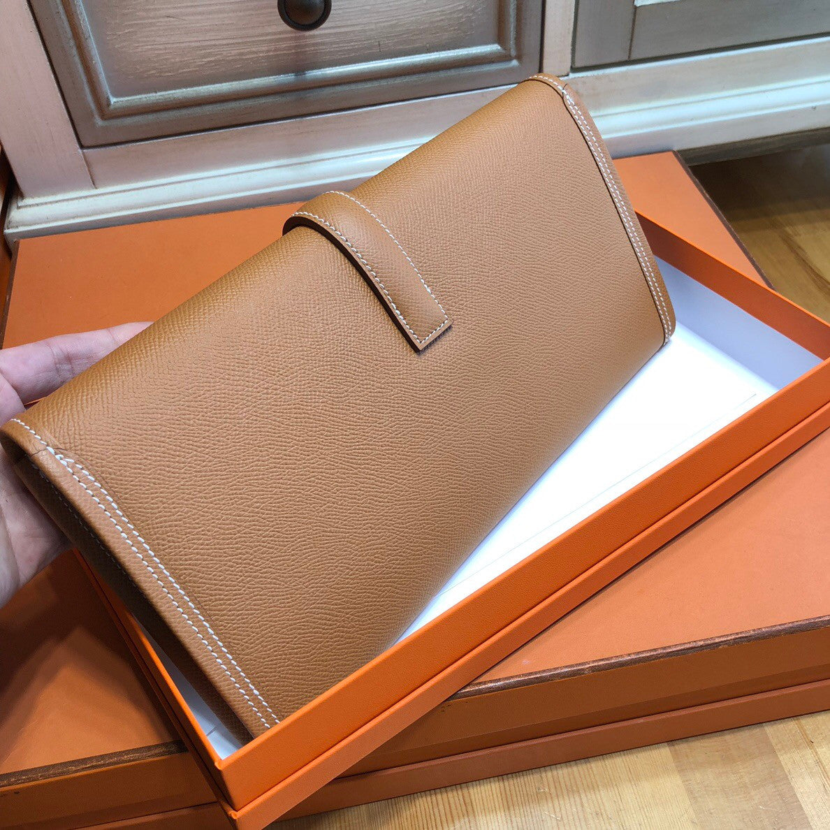 Hermes Gold Jige Elan clutch