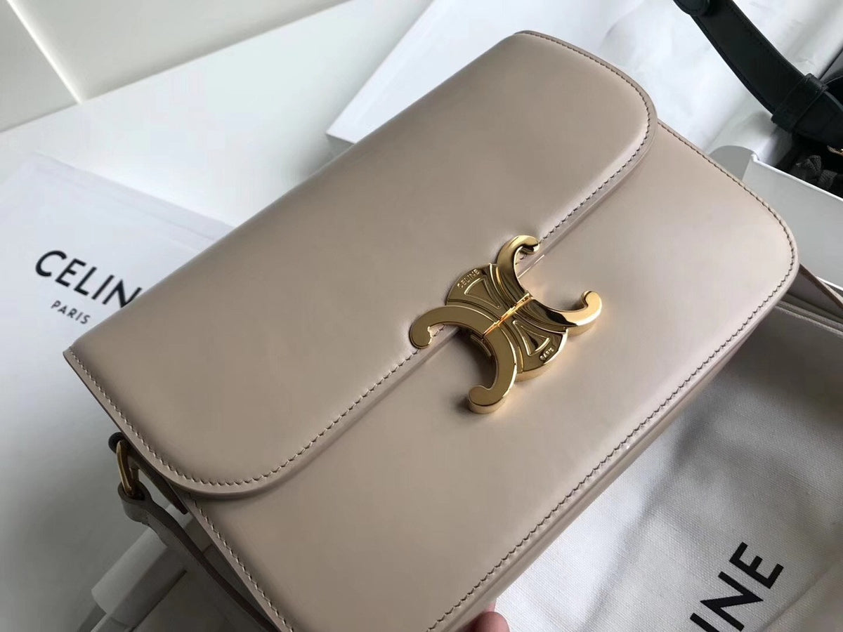 Celine MEDIUM TRIOMPHE BAG IN SHINY CALFSKIN NUDE