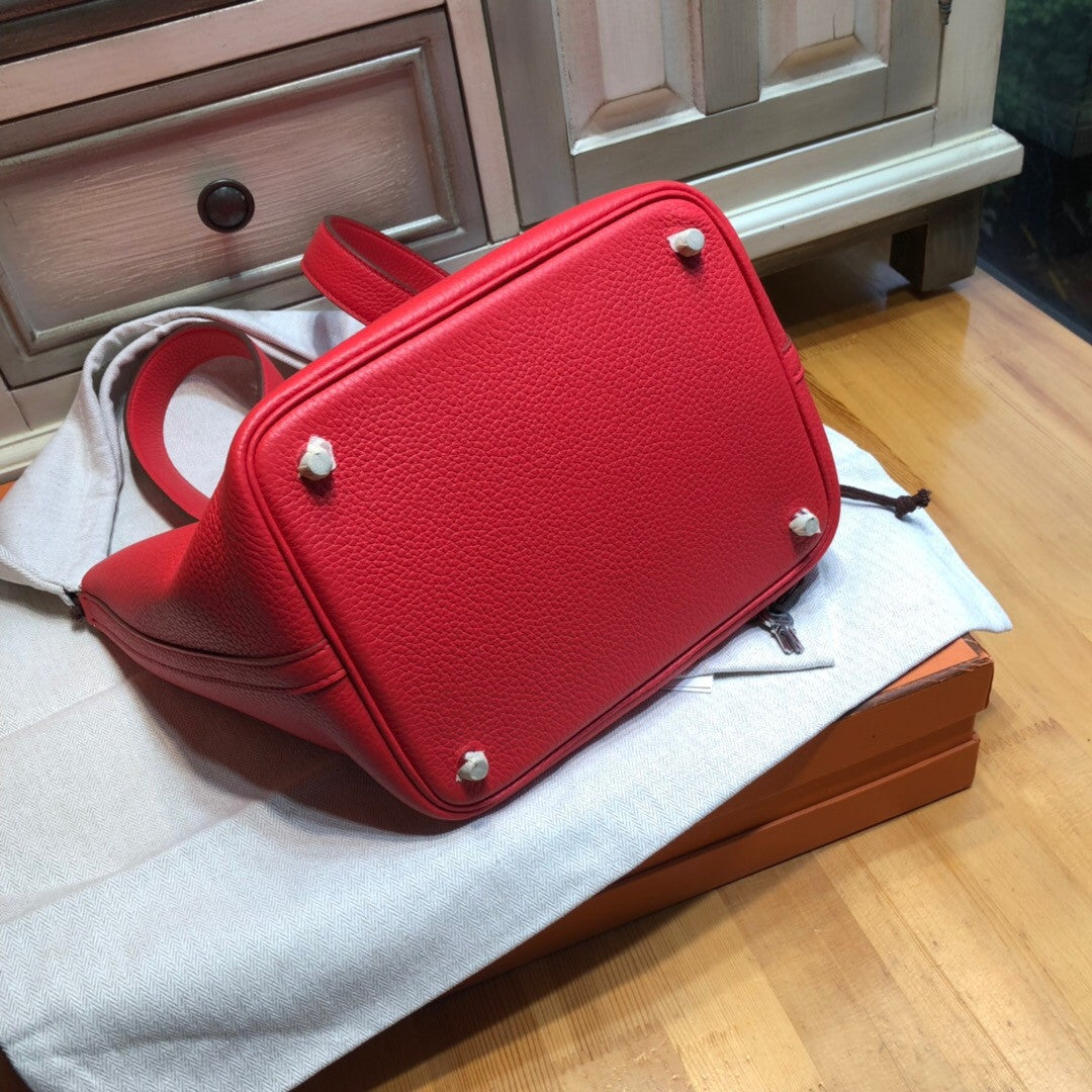 Hermes S5 Rouge Tomate Picotin Lock MM Togo Leather Bag