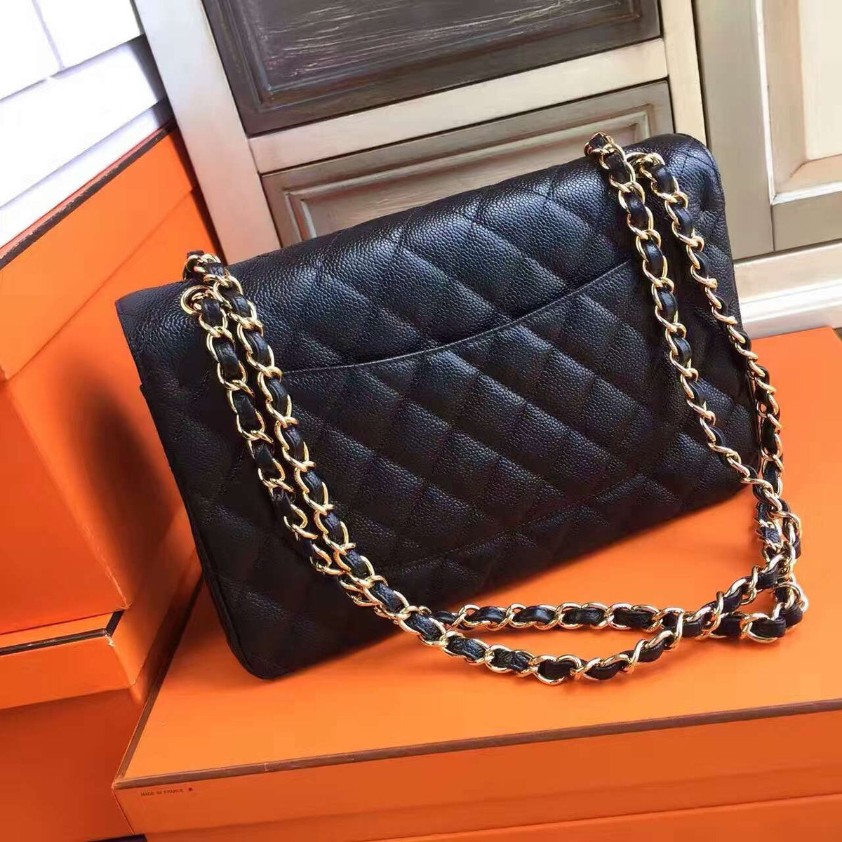 Chanel LARGE CLASSIC HANDBAG Black Calfskin