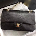 Chanel Black Matte Alligator Classic Flap Bag