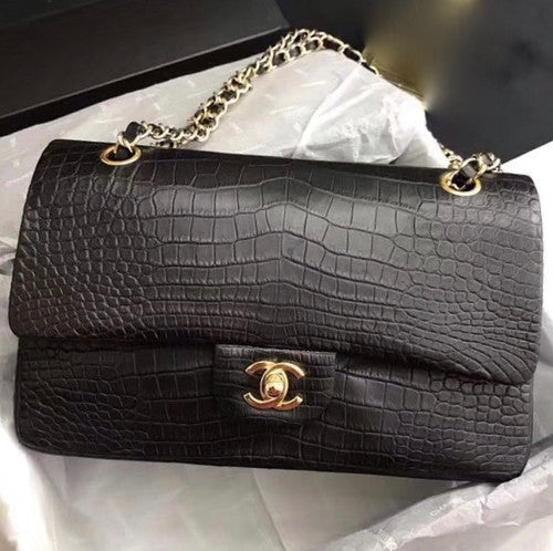 Chanel Black Matte Alligator Classic Flap Bag