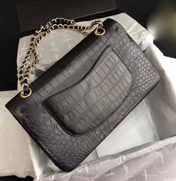 Chanel Black Matte Alligator Classic Flap Bag