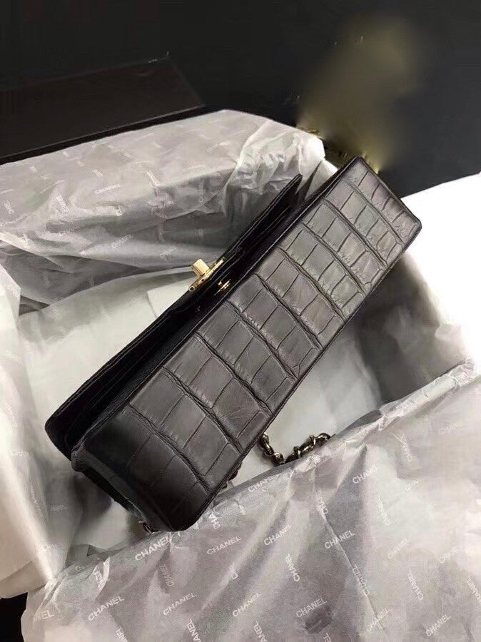 Chanel Black Matte Alligator Classic Flap Bag