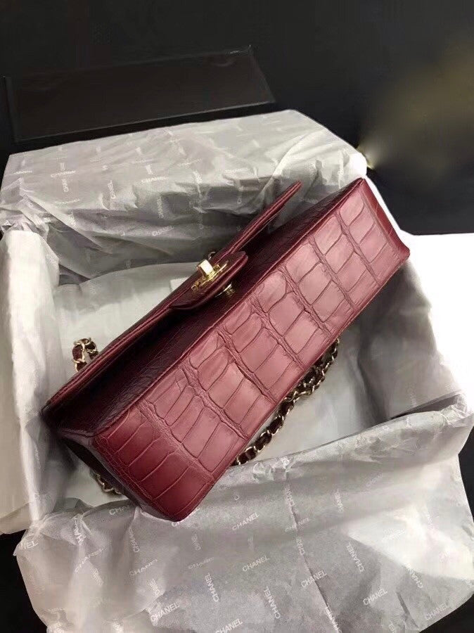 Chanel Red Matte Alligator Classic Flap Bag