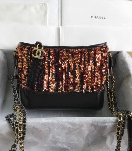 Chanel's Gabrielle Small Orange Sequins Hobo Bag A91810