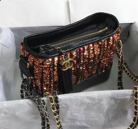 Chanel's Gabrielle Small Orange Sequins Hobo Bag A91810