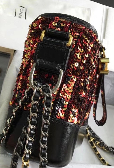 Chanel's Gabrielle Small Orange Sequins Hobo Bag A91810