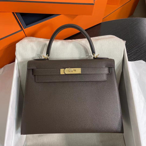 Hermes Chocolate Kelly 28 cm Epsom Gold Hardware