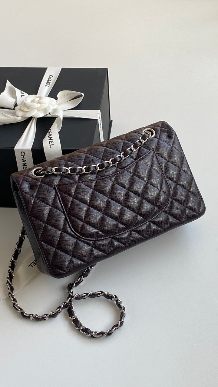 CHANEL SS2024 Chocolate Caviar Leather Classic Double Flap 2.55 Shoulder Bag Gold HW