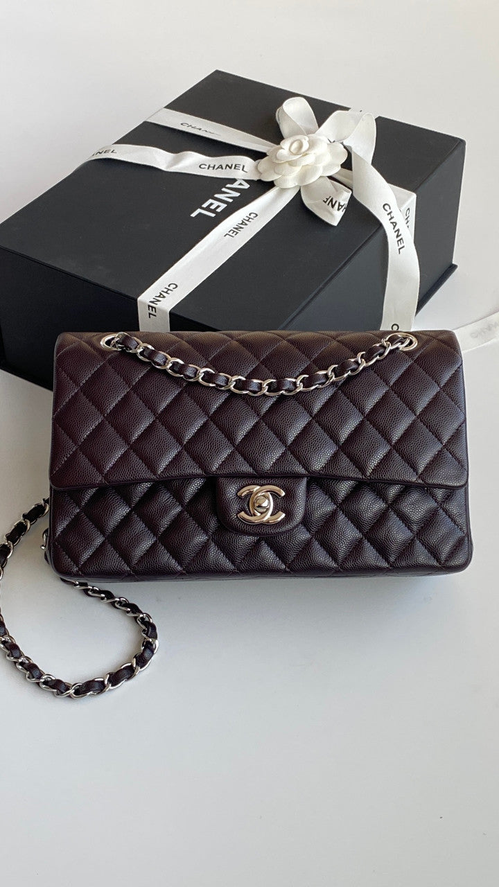 CHANEL SS2024 Chocolate Caviar Leather Classic Double Flap 2.55 Shoulder Bag Gold HW