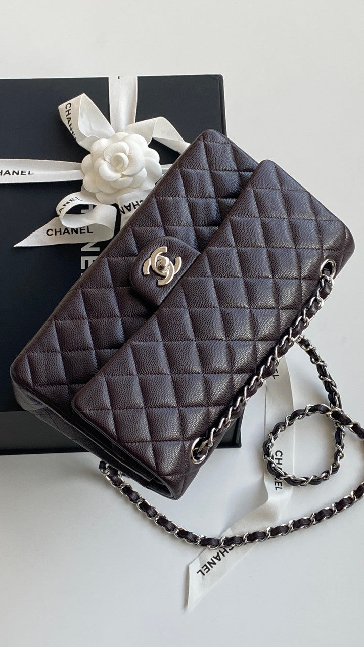 CHANEL SS2024 Chocolate Caviar Leather Classic Double Flap 2.55 Shoulder Bag Gold HW