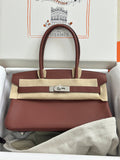 Hermes new Mini Shoulder Birkin 29 Brique Swift with Palladium Hardware