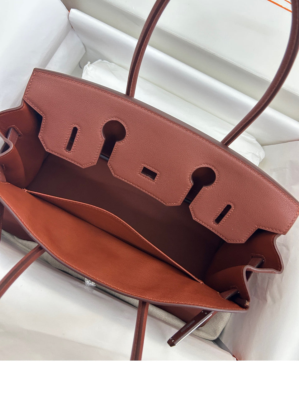 Hermes new Mini Shoulder Birkin 29 Brique Swift with Palladium Hardware