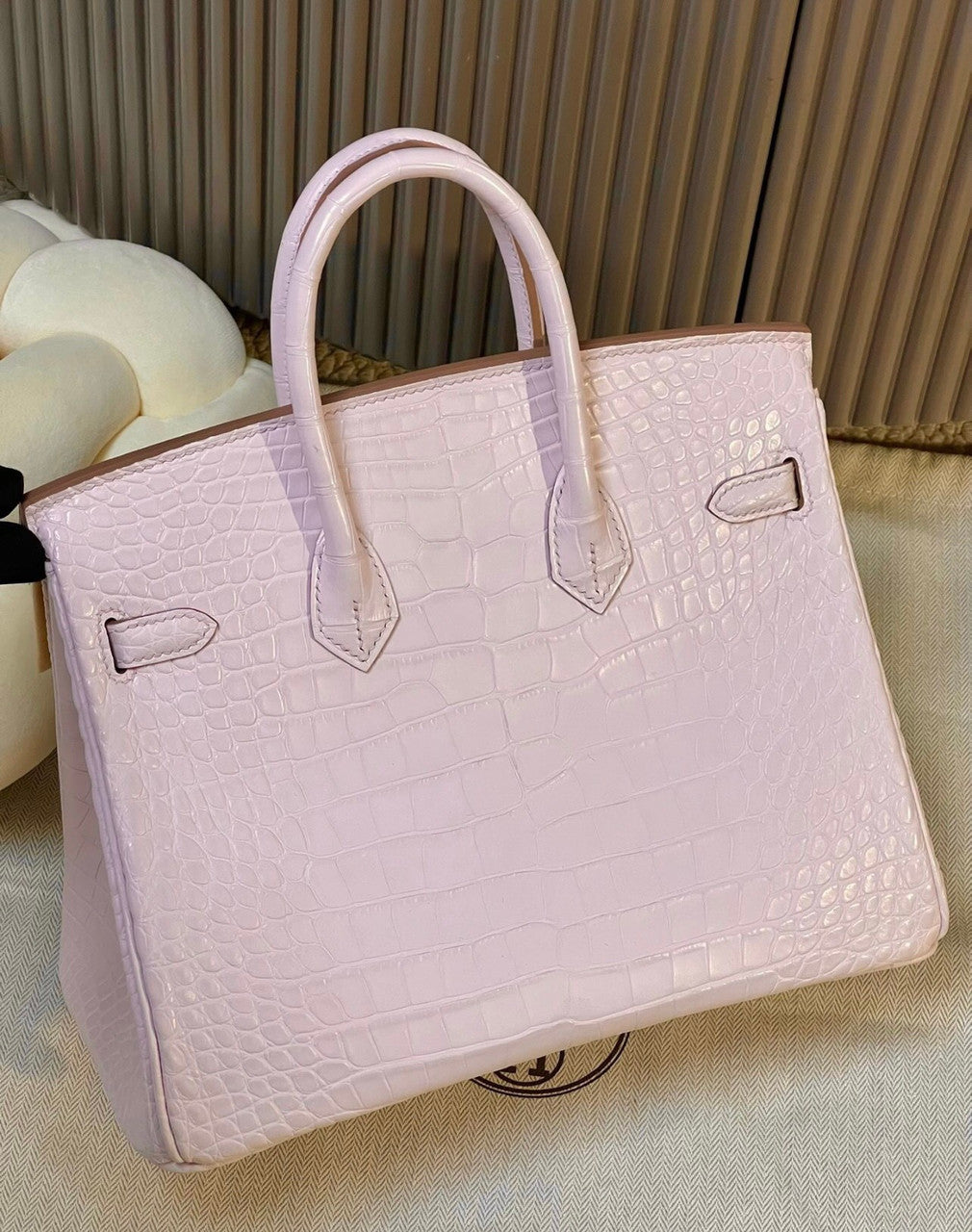 Hermes Birkin 25cm Mauve Pale  Matte Alligator  with Palladium hardware