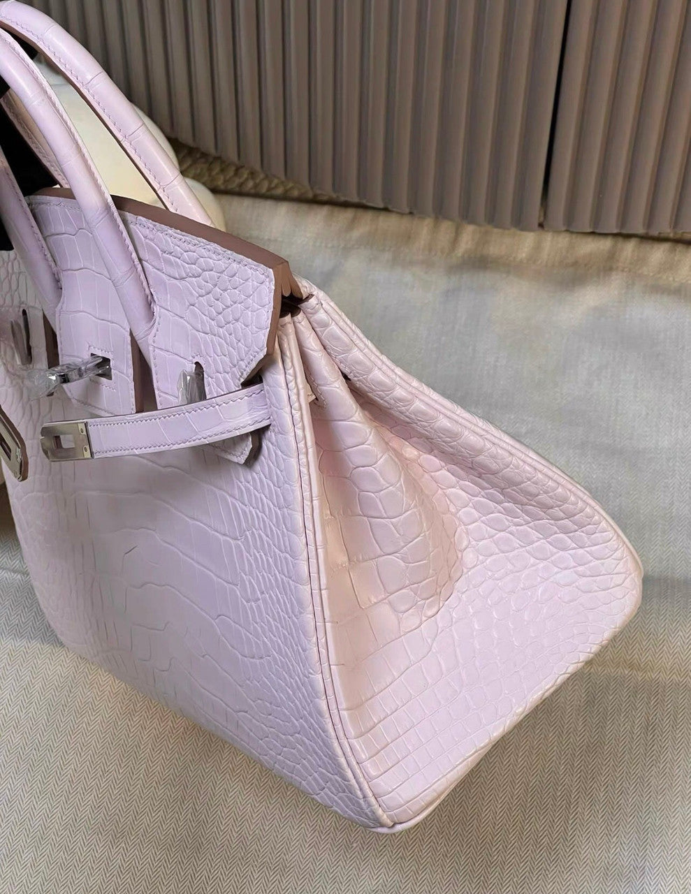 Hermes Birkin 25cm Mauve Pale  Matte Alligator  with Palladium hardware
