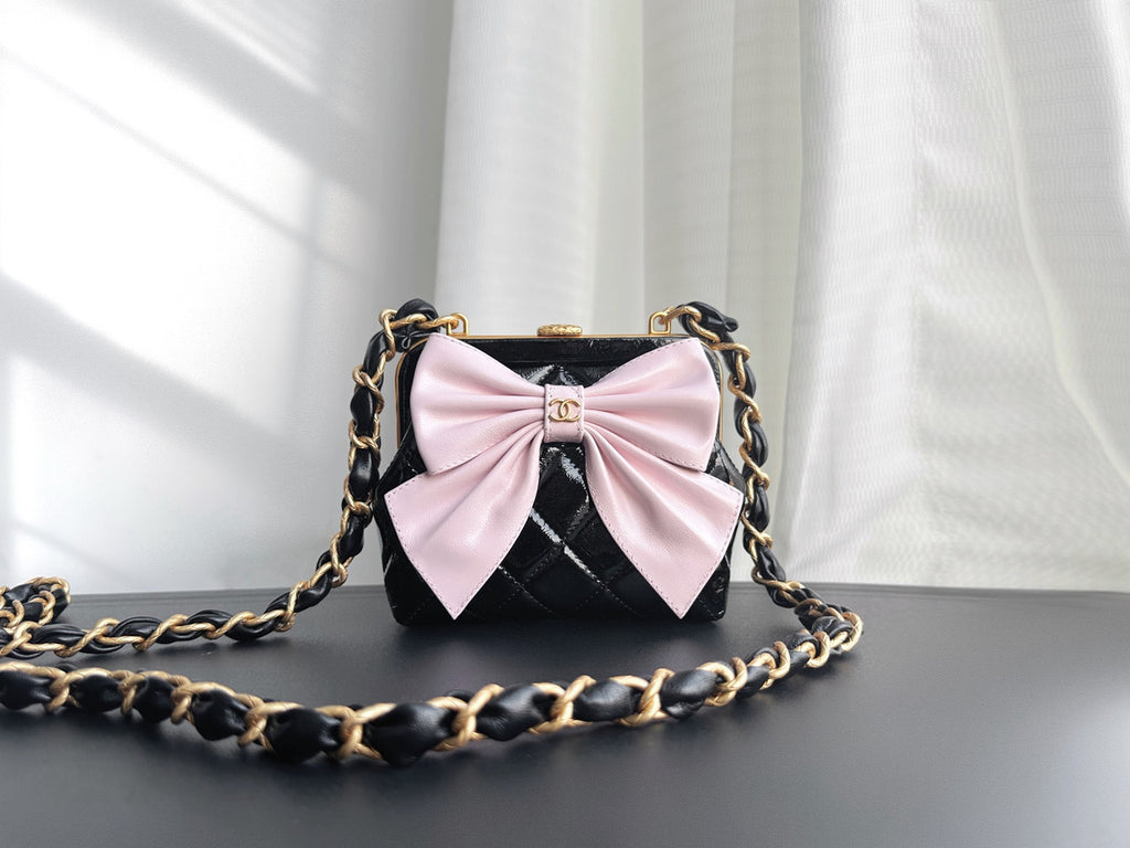 CHANEL HANDBAG WITH CHAIN BLACK/PINK