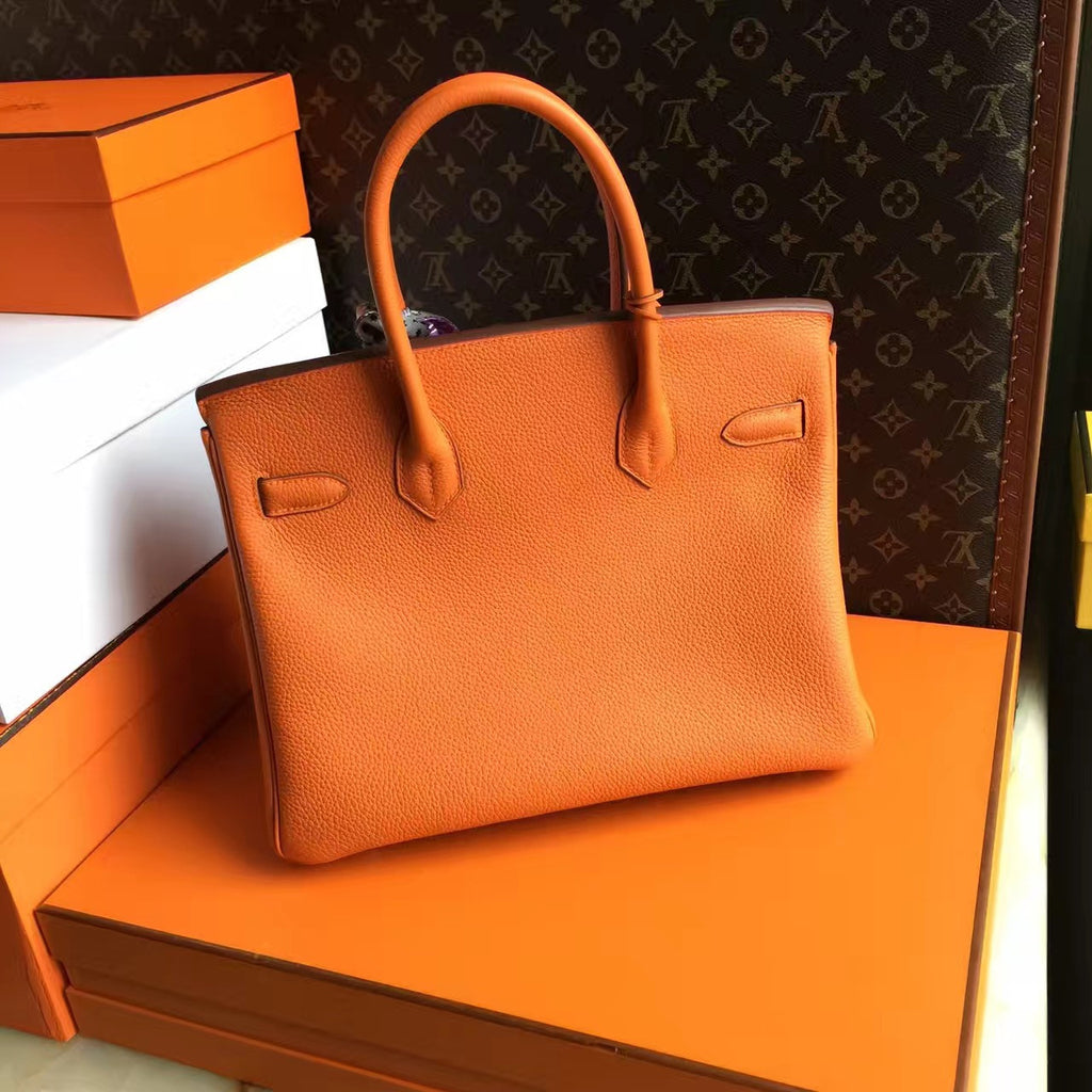 Hermes Orange Birkin Bag 25cm Palladium Hardware