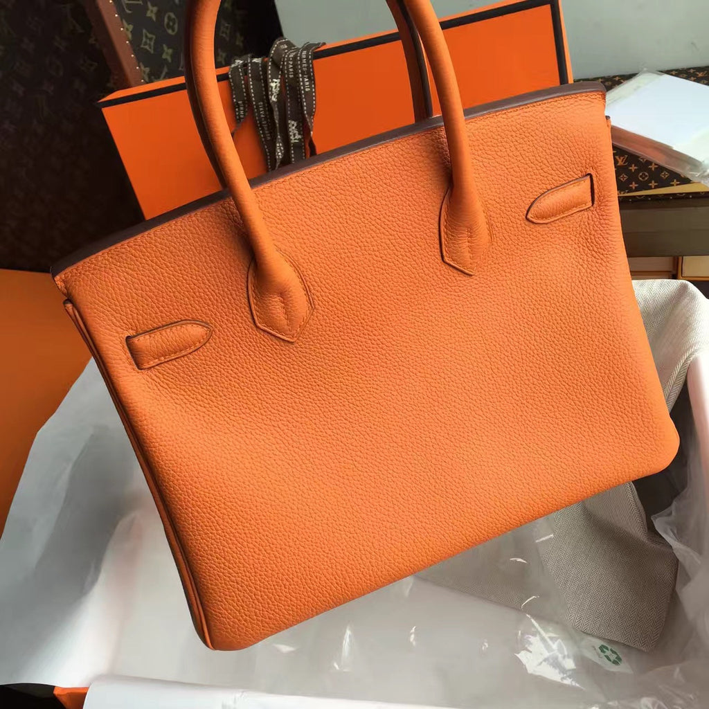 Hermes Orange Birkin Bag 25cm Palladium Hardware