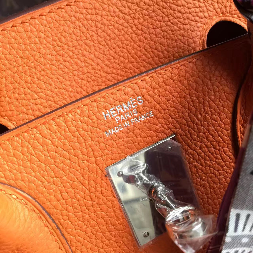 Hermes Orange Birkin Bag 25cm Palladium Hardware