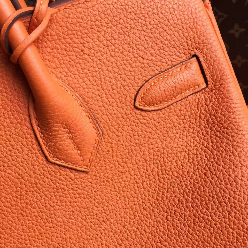 Hermes Orange Birkin Bag 25cm Palladium Hardware
