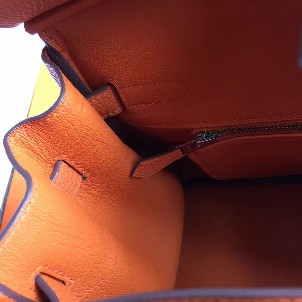 Hermes Orange Birkin Bag 25cm Palladium Hardware