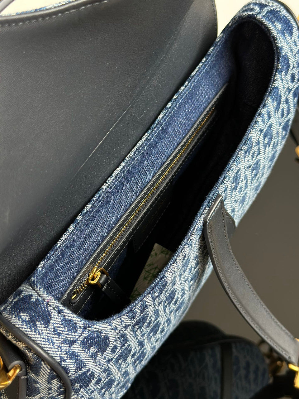 Christian Dior Saddle Bag with Strap  Blue Denim Dior Oblique Jacquard