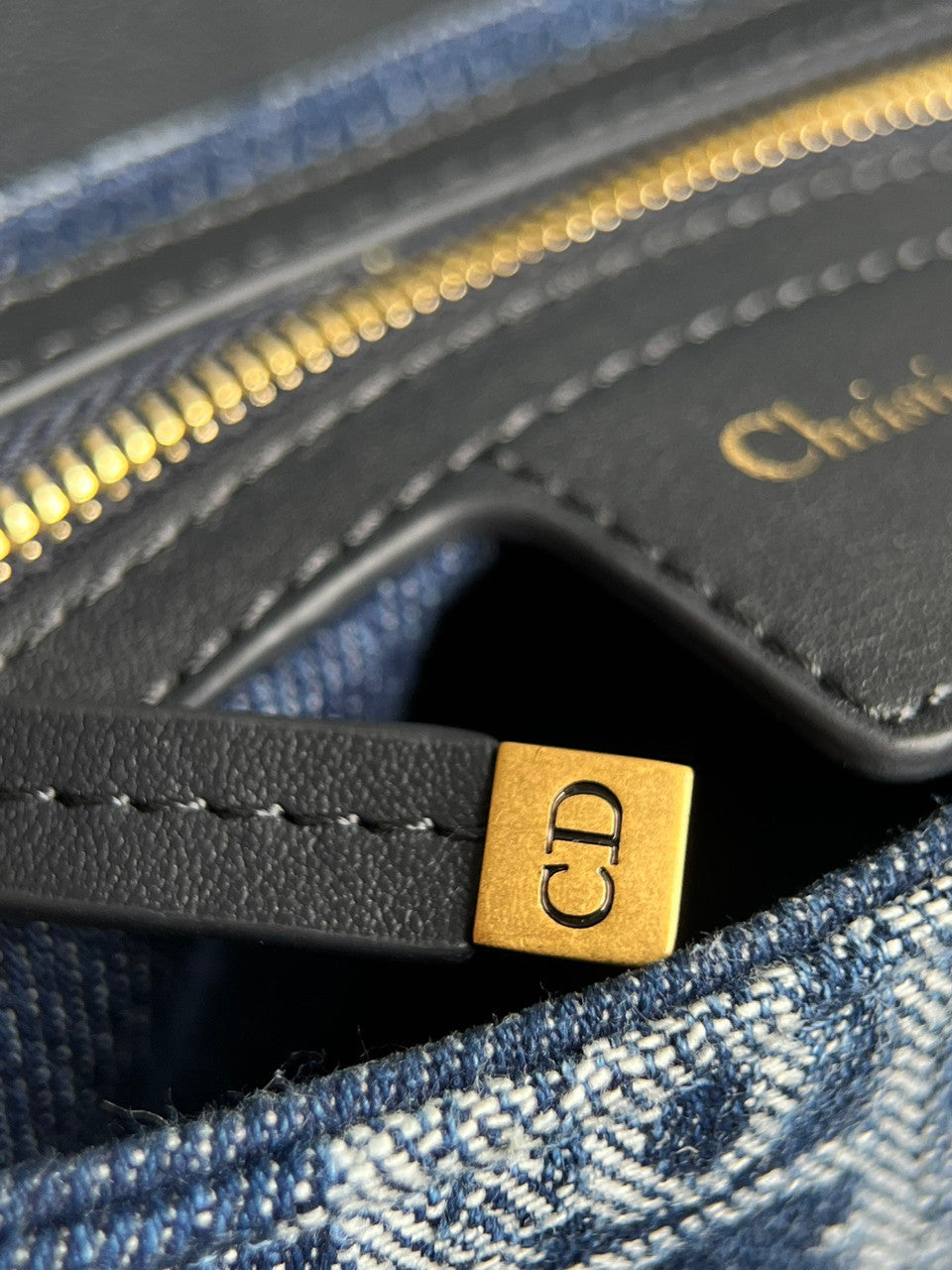 Christian Dior Saddle Bag with Strap  Blue Denim Dior Oblique Jacquard