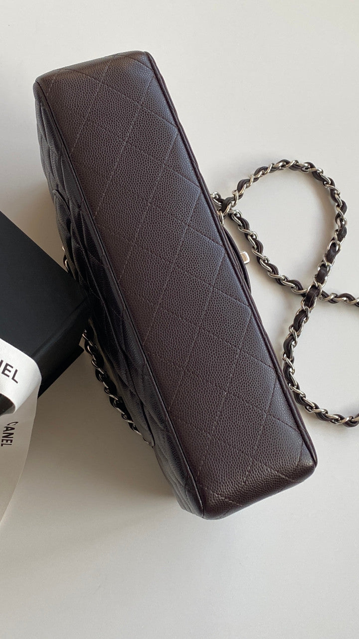 CHANEL SS2024 Chocolate Caviar Leather Classic Double Flap 2.55 Shoulder Bag Gold HW