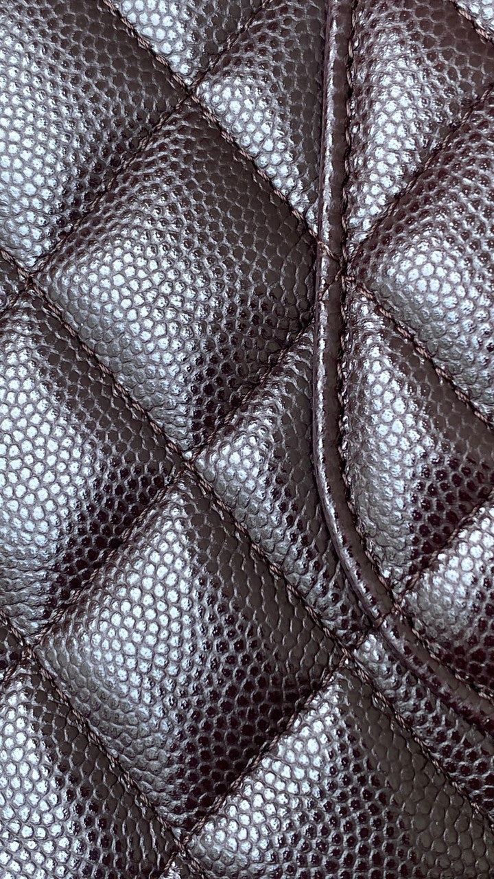 CHANEL SS2024 Chocolate Caviar Leather Classic Double Flap 2.55 Shoulder Bag Gold HW