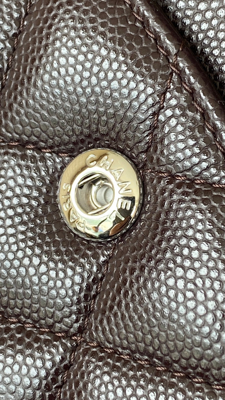 CHANEL SS2024 Chocolate Caviar Leather Classic Double Flap 2.55 Shoulder Bag Gold HW
