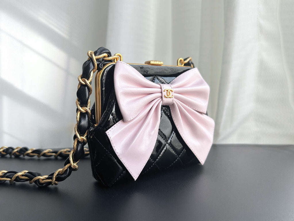 CHANEL HANDBAG WITH CHAIN BLACK/PINK