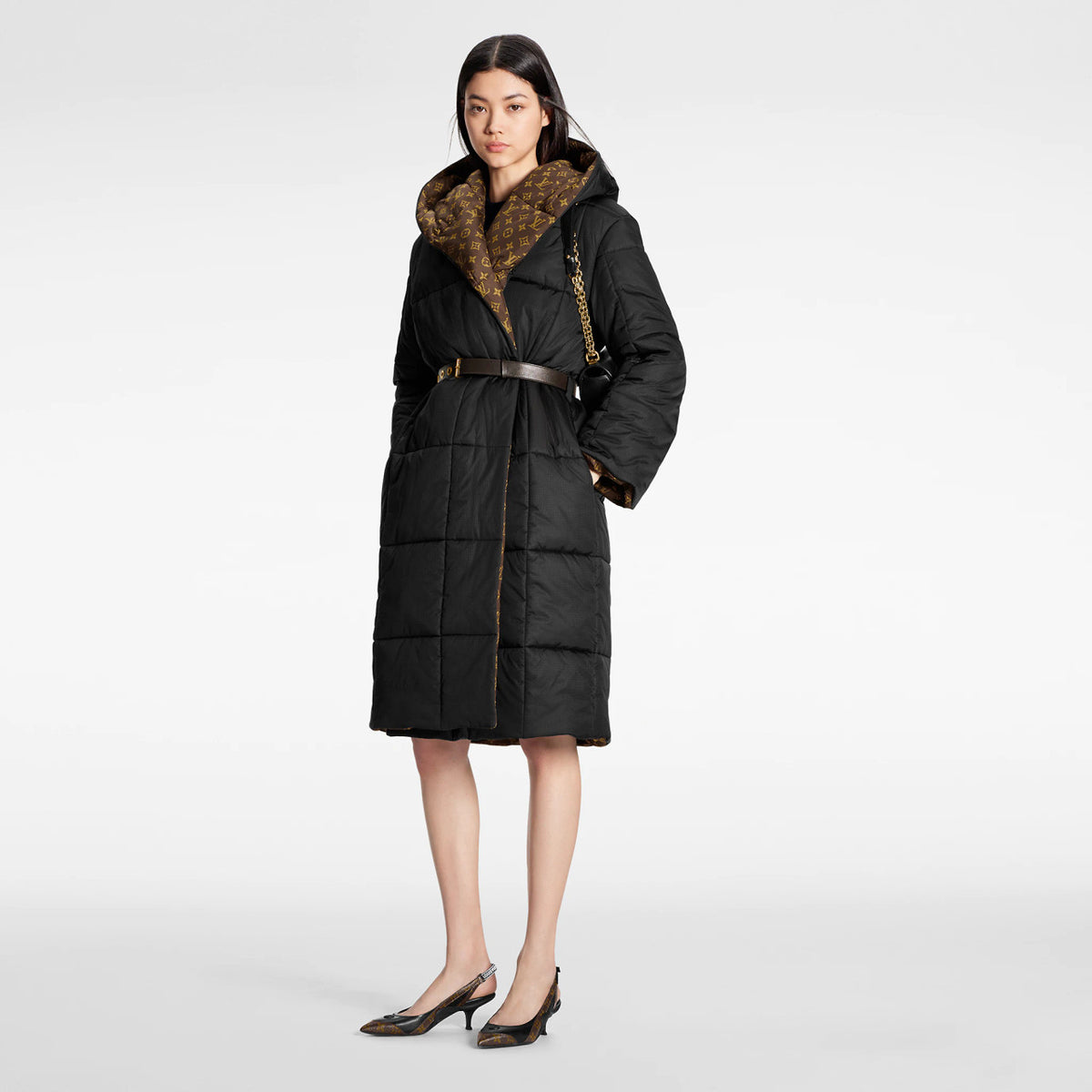 Louis Vuitton 1AA8X7 LONG PILLOW PUFFER WRAP COAT