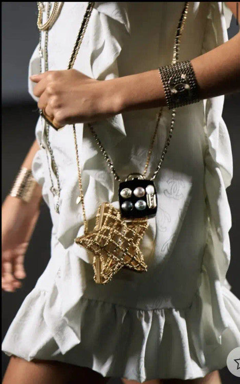 Chanel Runway Metal Gold Cage Star Minaudiere Mini Shoulder Clutch Bag