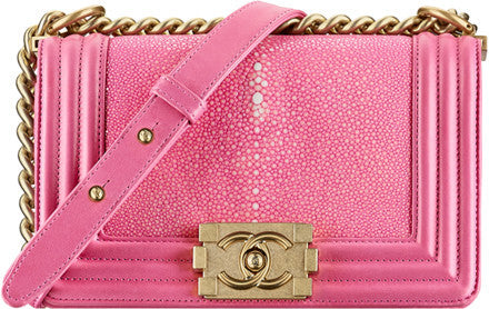 CHANEL Pink Galuchat and Lambskin Small Boy Flap